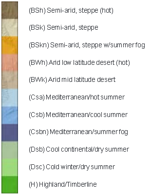 Legend of Köppen Codes with Descriptions
