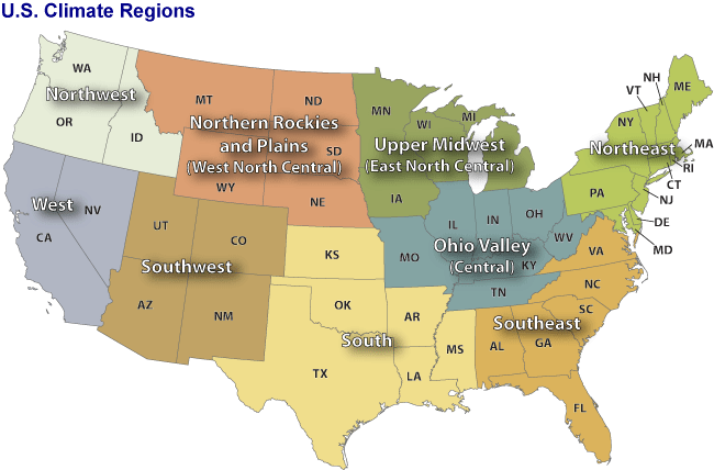 NOAA's U.S. Climate Regions by the National Climatic Data Center (NCDC)