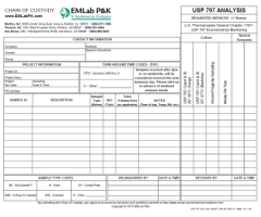 USP 797 Chain of Custody (COC) Form